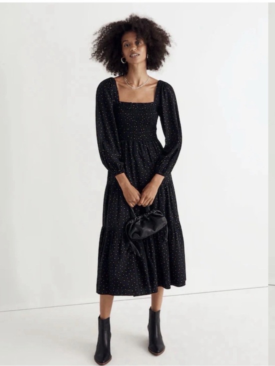 Madewell Dresses & Skirts - Madewell Lucie Tiered Midi Dress in Dot Sz M